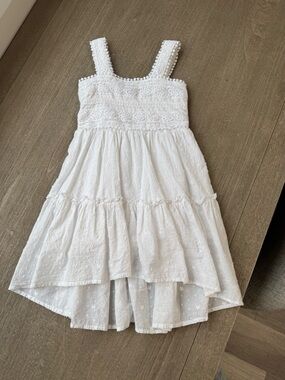 Zunie White Eyelet Tiered Cotton Dress